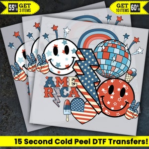 America Retro Vibes, 4th of July DTF, USA Ready To Press, Dtf Transfer, Heat Press, Hot Peel Dtf Transfer,