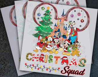 Disney Christmas Squad Ready To Press, Dtf Transfer, Heat Press, Hot Peel Dtf Transfer, Christmas Family Matching