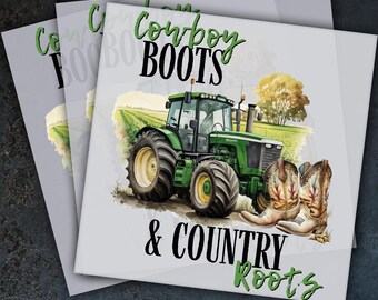 Cowboy Boots And Country Roots Western Ready To Press, Dtf Transfer, Heat Press, Hot Peel Dtf Transfer,