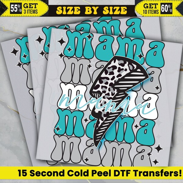 Mama White Grey Blue, Mom Ready To Press, Dtf Transfer, Heat Press, Cold Peel Dtf Transfer,