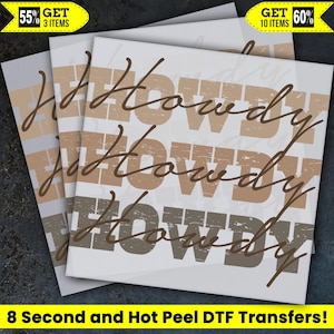 Howdy Western Ready To Press, Transferencia DTF, Prensa de calor, Transferencia DTF de despegado en caliente,