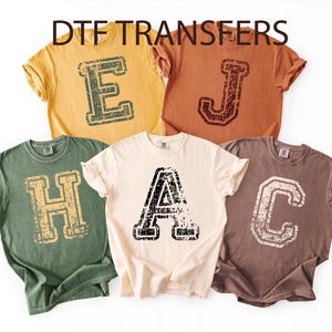 Custom Varsity Letter DTF Transfers, Distressed Name Personalized Ready To Press