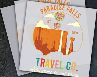 Paradise Falls Travel Disney Ready To Press, Dtf Transfer, Heat Press, Hot Peel Dtf Transfer