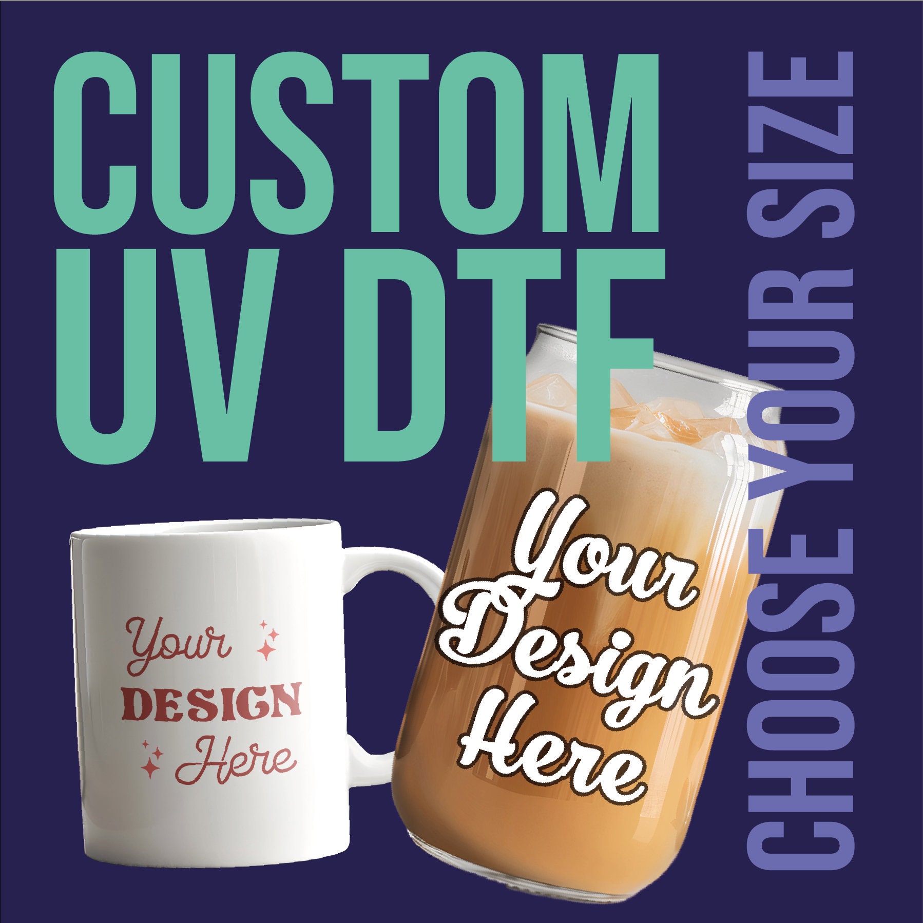 Custom UV DTF, Custom Stickers, Ready For Press, Cup Wrap UV Dtf, Uv Dtf Transfers, Dtf Sublimation, Mug Sticker, Tumbler Ready To Press