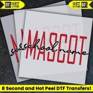 Custom School Mascot DTF Transfers, Customizable Name Ready To Press, Sports Cheer Team