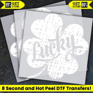 Lucky Shamrock, St Patricks Day Ready To Press, Dtf Transfer, Heat Press, Hot Peel Dtf Transfer