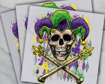 Mardi Gras Skeleton Dangerous, Ready To Press, Dtf Transfer, Heat Press, Cold Peel Dtf Transfer,