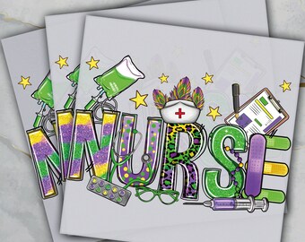 Mardi Gras Nurse Ready To Press, Dtf Transfer, Heat Press, Cold Peel Dtf Transfer,