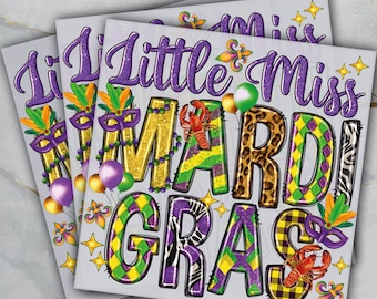 Mardi Gras Little Miss Ready To Press, Dtf Transfer, Heat Press, Cold Peel Dtf Transfer,