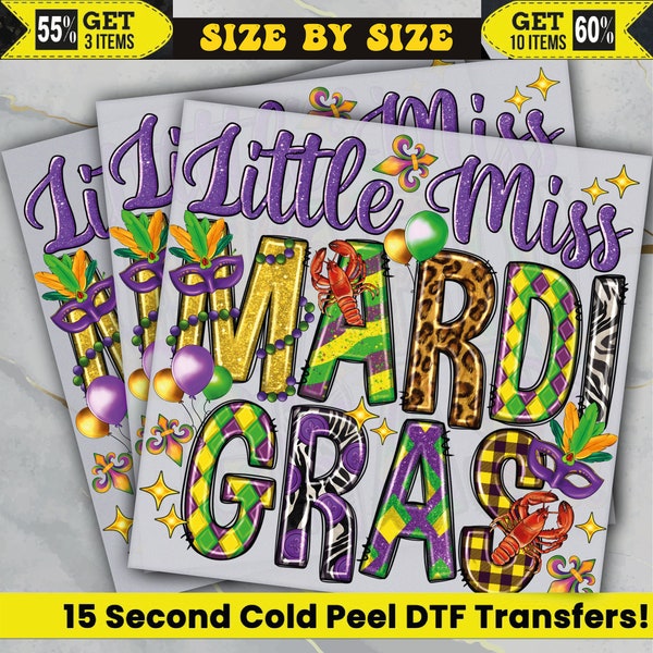 Mardi Gras Little Miss Ready To Press, Dtf Transfer, Heat Press, Cold Peel Dtf Transfer,