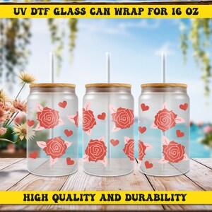 Red Rose Ready to Apply UV DTF, Ready For Press, Cup Wrap UV Dtf, Uv Dtf Transfers, Mug Sticker, Tumbler Ready To Apply