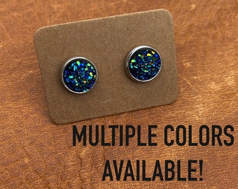 Handmade Mini Druzy Studs 8mm Hypoallergenic Stud Earrings Gifts For Her Spring Summer Bridesmaid Wedding