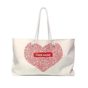 Herz Weekender Bag - Personalisierte Cute Overnight Tote, Ideales Geschenk für Reisen, Valentinstag, Benutzerdefinierte Namenstasche, Reisetasche, Wochenende