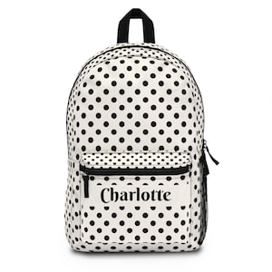 Sac à dos personnalisé à pois, cartable avec nom personnalisé, fourre-tout tendance pour enfants, fourre-tout élégant, cadeau unique