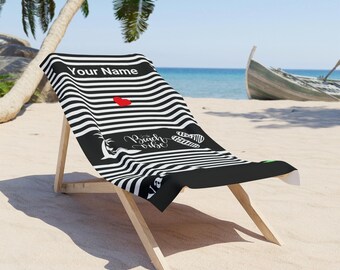 Toalla de playa de verano personalizada: accesorio esencial para vacaciones, accesorio para la piscina, decoración divertida para la playa, toalla personalizada, toalla de playa personalizada