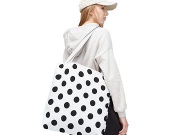 Dot Tote Bag, Stylish Black & White Carryall, Shopping and Gift Bag, Summer bag, Purse  Handbag, Beach tote, Shopping bag 18"x18" Size