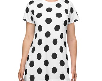 Polka Dot T-Shirt Dress Casual Summer Dress Cute Outfit for Parties Beach Wear Gift for Her Summer Dress Party Dress, Beach Dress