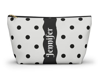 Polka Dot Accessory Pouch, Makeup Bag, Travel Organizer, Chic Gift for Her, Clutch, Functional Fashion