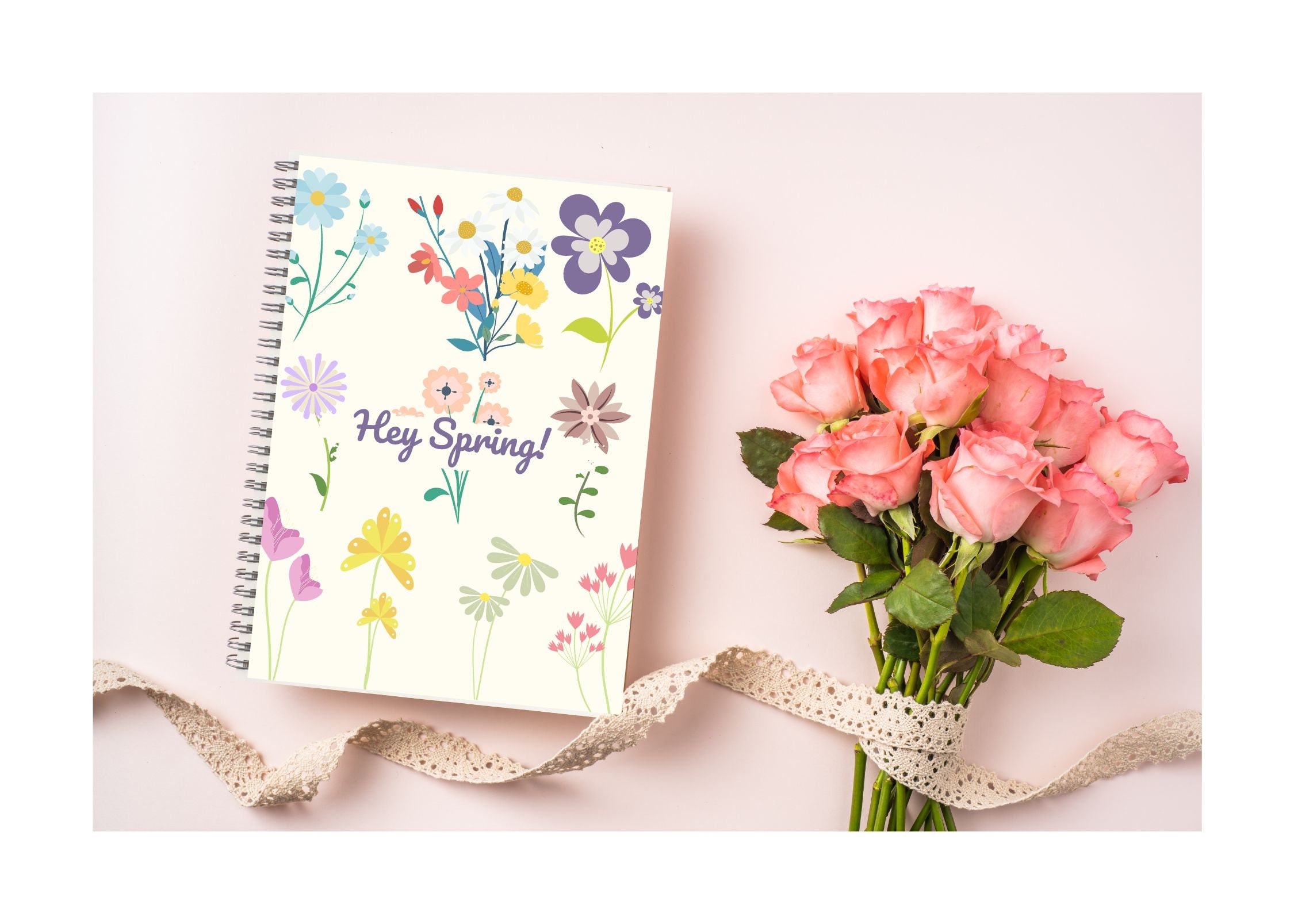 Spring Large Notebooks Spring Flowers Spiral Notebook, Diary, Journal, Size: 5.25″ × 8.25.