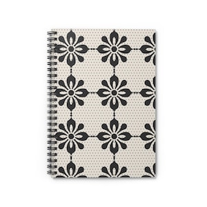 Chic Floral Spiral Notebook, Elegant Journaling, School Supplies - Gift for Writers, Black and White Floral Design - Ruled Line