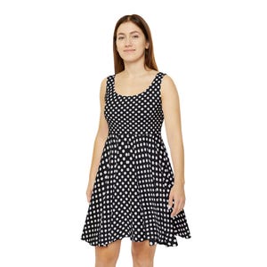 Polka Dot Skater Dress, Flattering Fit Flare Vintage Style Casual Outfit, Women&#39;s Summer Day Dress, Chic Sundress, Retro Polka Dot Dress