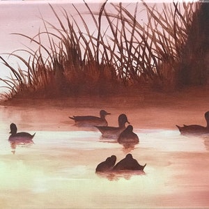 Canards - 23 x 10 cm - carte de voeux artistique de haute qualité avec enveloppe - format de peintures à l'huile originales de Dennis Williams