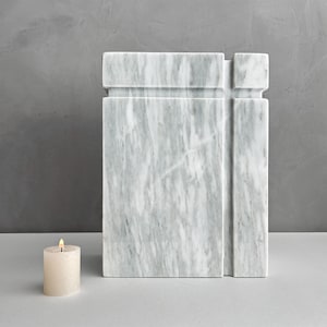 Handcrafted White Marble Cremation Urn: Pet/Human Ash Container