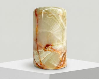 Green Onyx Stone Cremation Urn: Hand-Carved Ash Container, 120 cu in