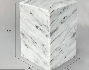 Handmade White Marble Cremation Urn: Natural Stone Memorial