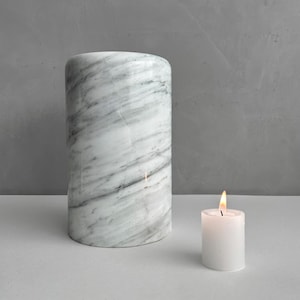 Beautiful White Marble Cremation Urn, Handmade Memorial Individual Urn for Ashes, Timeless Natural Stone Urn,  Handcrafted Memorial Urn