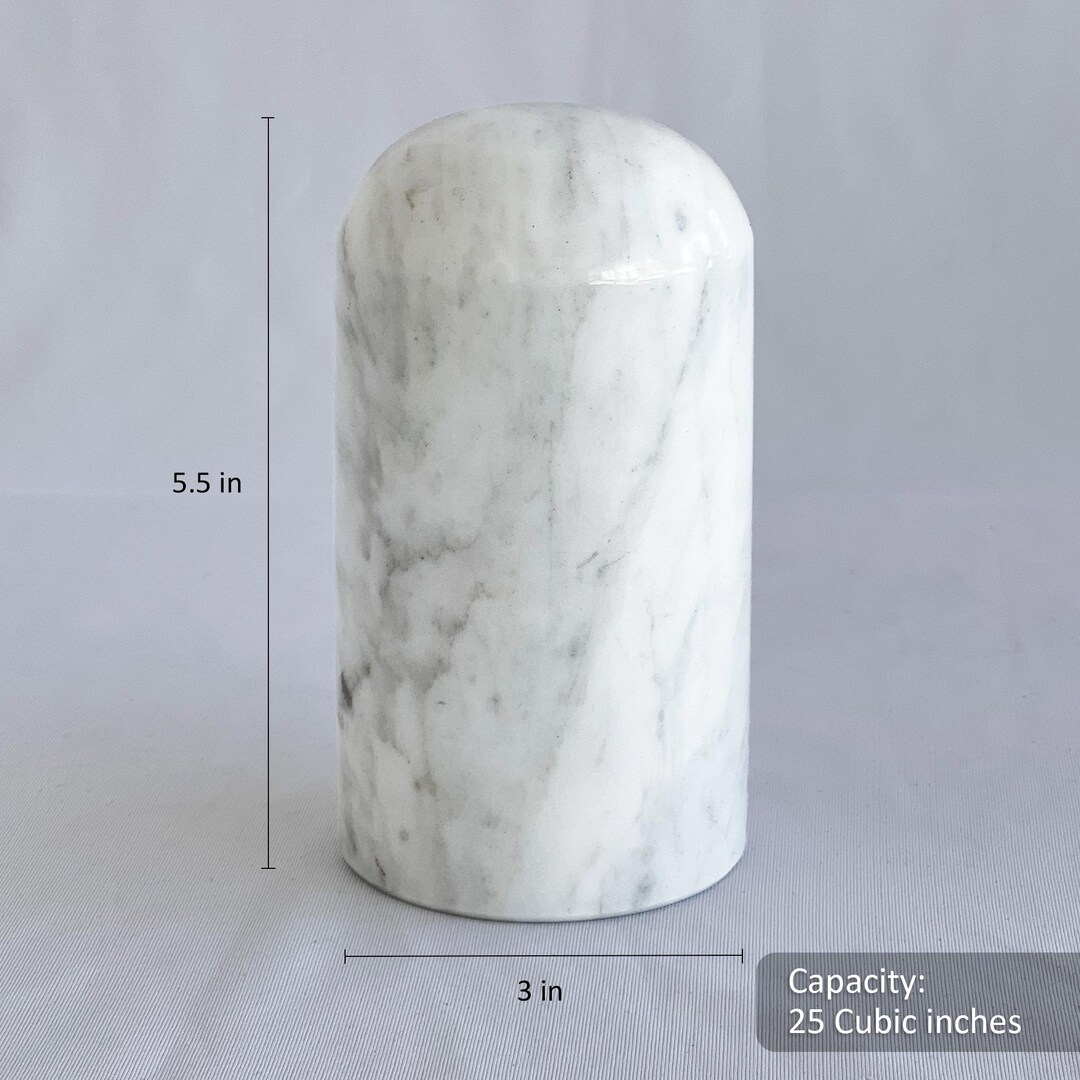 White Marble Stone Cremation Urn for Human or Pet Ashes, Ash Container ...