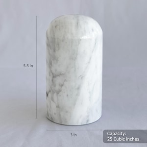 White Marble Cremation Urn: Hand-Carved Stone Ash Container, 25 Cubic Inches