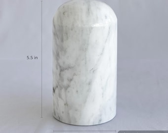 White Marble Cremation Urn: Hand-Carved Stone Ash Container, 25 Cubic Inches