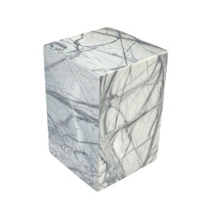 Hand-Carved White Marble Cremation Urn: Modern Ash Container