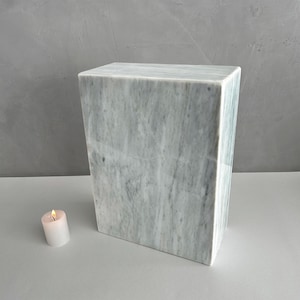 Hand-Carved White Marble Cremation Urn: Natural Stone Memorial