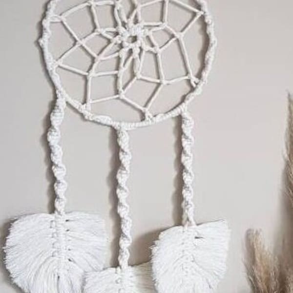 Grand attrape-rêves zen, capteur de rêve enfant , macramé fait main pour un style bohème original, chambre tête de lit apaisante, bonne nuit