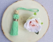 Decoration of doors, windows or cabinets in handmade macramé