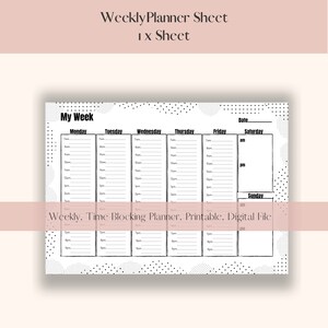 Weekly planner time blocking, self-care, Hourly, My Week, Digital A4 download printable