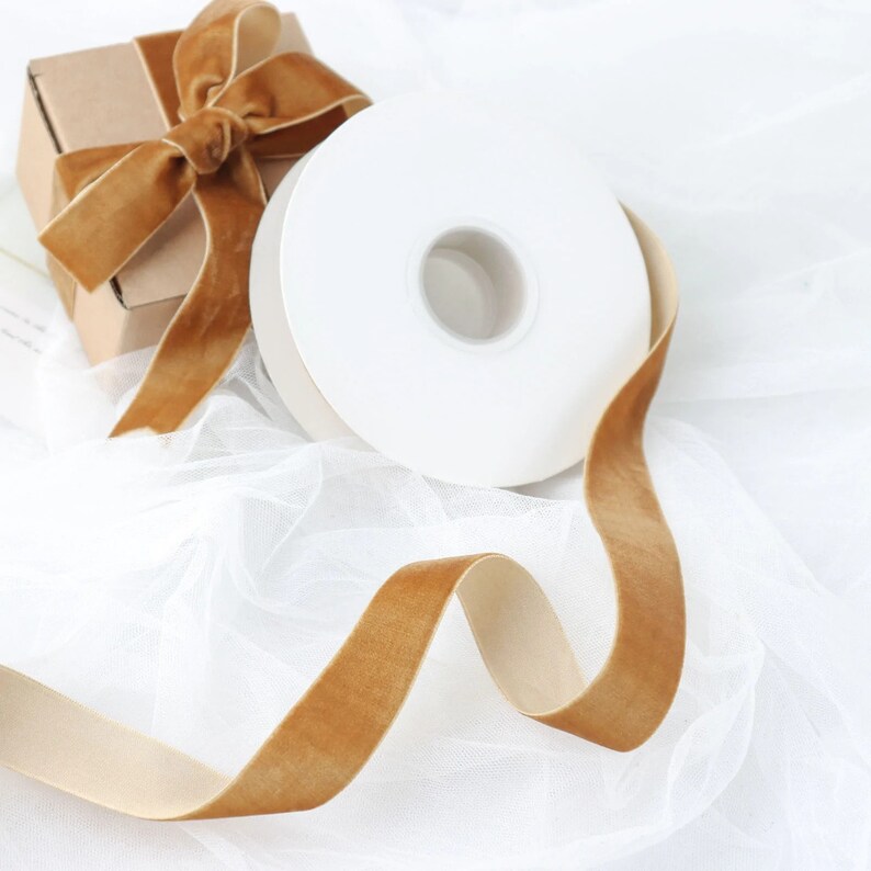 10 Yards 1 Gold Swiss Velvet Ribbon by the Yard DIY Etsy