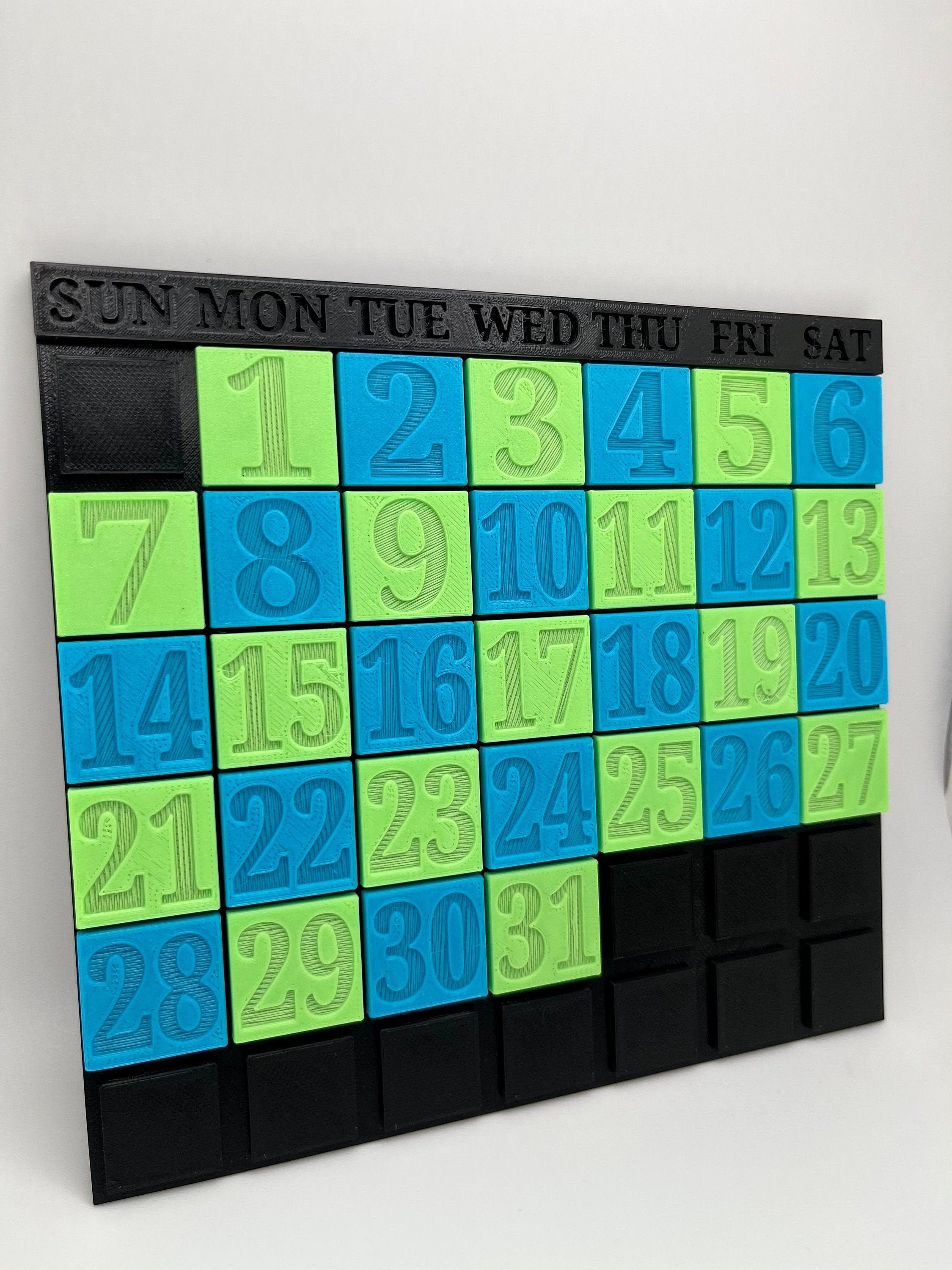 Artistic 3d Printed Custom Calendar With All 12 Months 31 Days