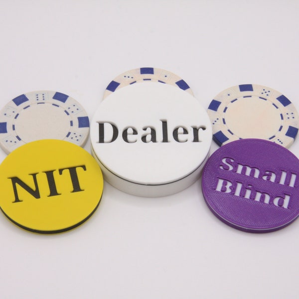 Poker Buttons Texas Hold 'Em Dealer Button, Small Blind, Big Blind Button, and NIT Button for the NIT Game.