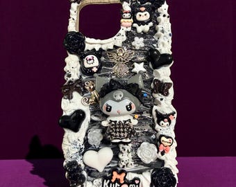 Handmade made phone case Kuromi Black and White