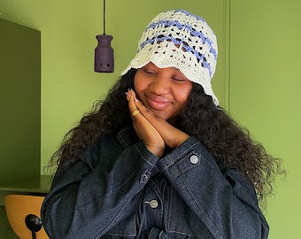 Handmade Crochet Bucket Hat –Coastal Wave Bucket Hat