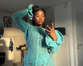Crochet Mesh long sleeve top