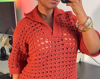 Crochet shirt/dress pattern with collar