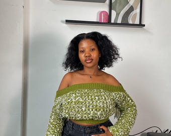 Crochet off-shoulder fringe top pattern