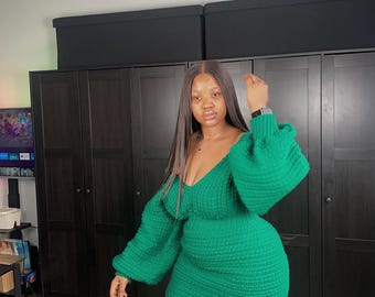 Crochet waistband puff sleeve dress pattern