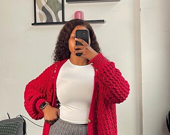 Crochet mesh cardigan with buttons