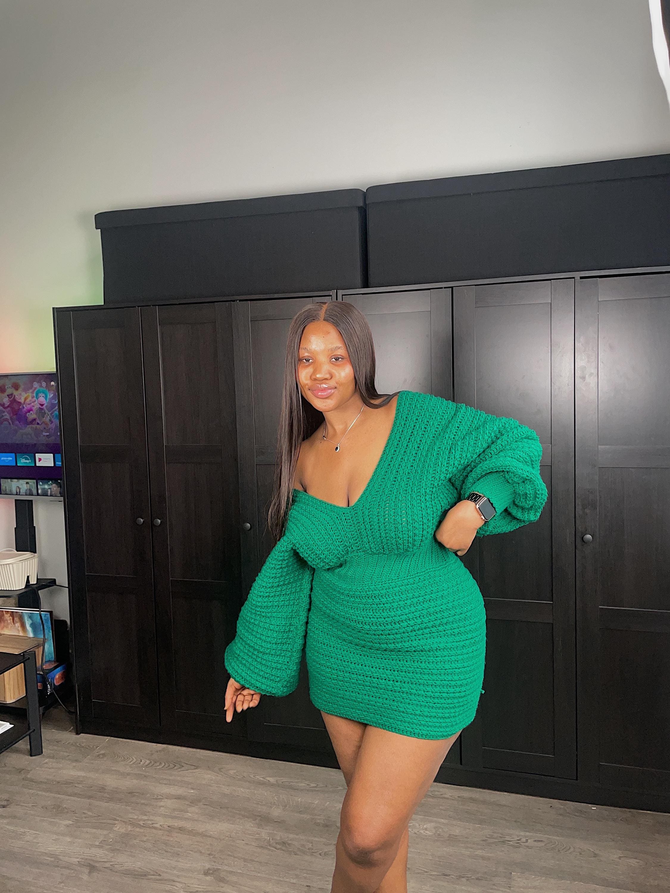 FIJI Crochet Front PuffSleeves Dress main image 0