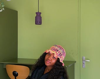 Handmade Crochet Bucket Hat –Sunrise Blend Bucket Hat (Multicolor Pastel)